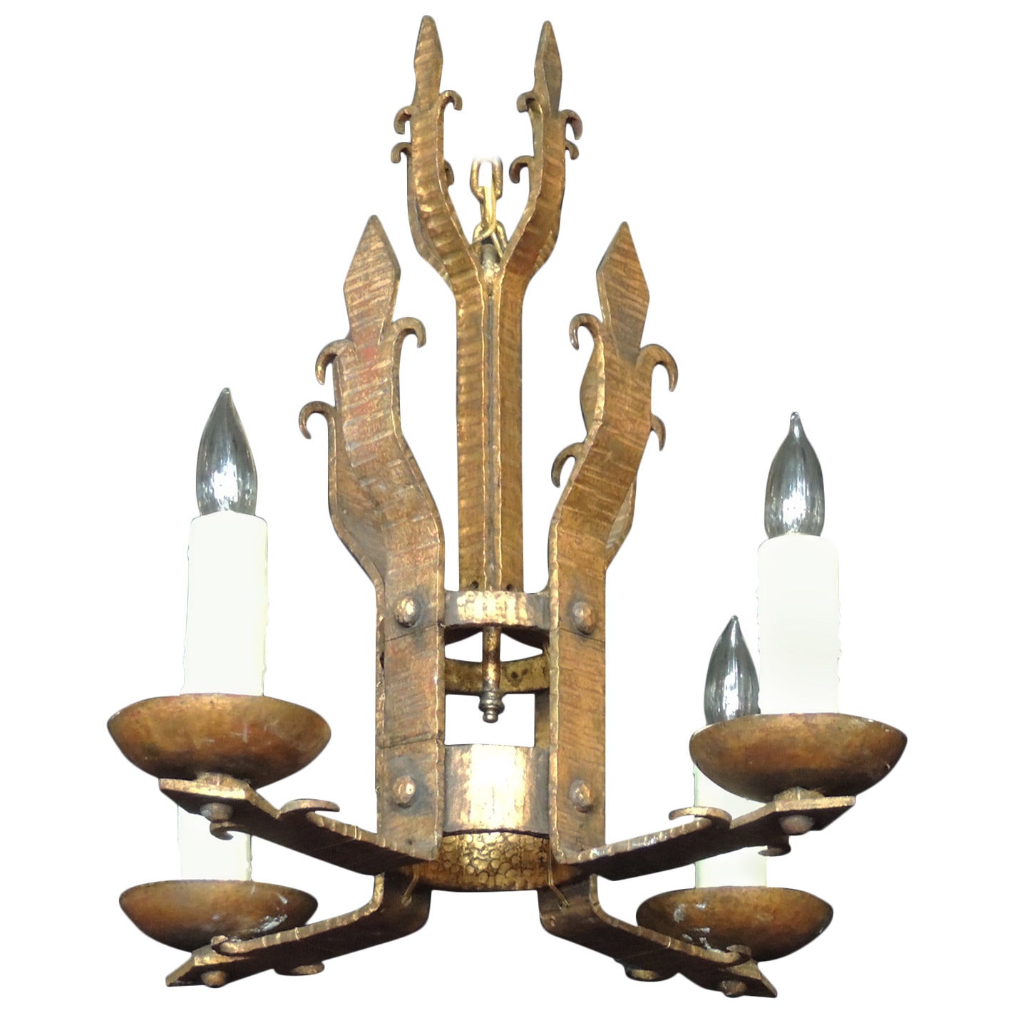 Early 20th C Spanish Iron Chandelier