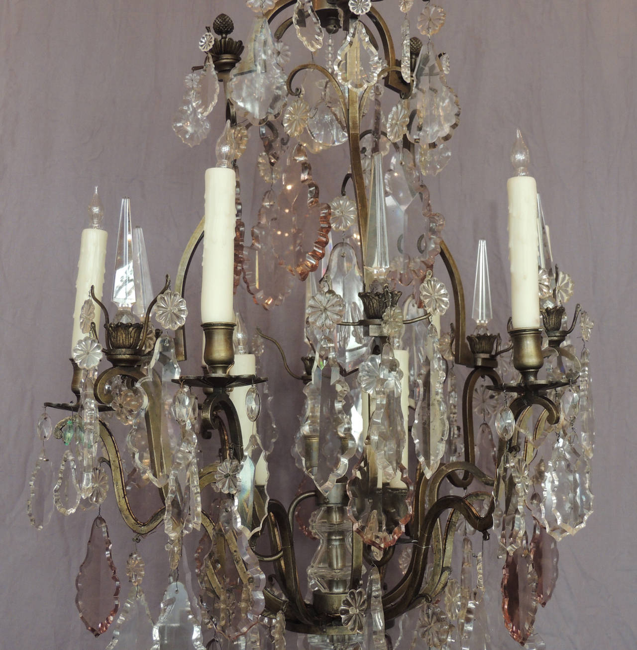 Late 19th C French Crystal and Bronze Chandelier, signed Vian Henri In Good Condition In Charleston, SC
