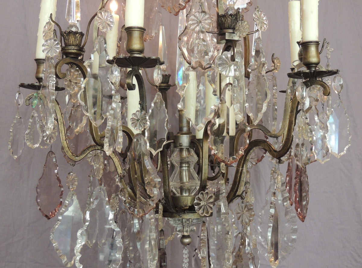 Late 19th C French Crystal and Bronze Chandelier, signed Vian Henri 2