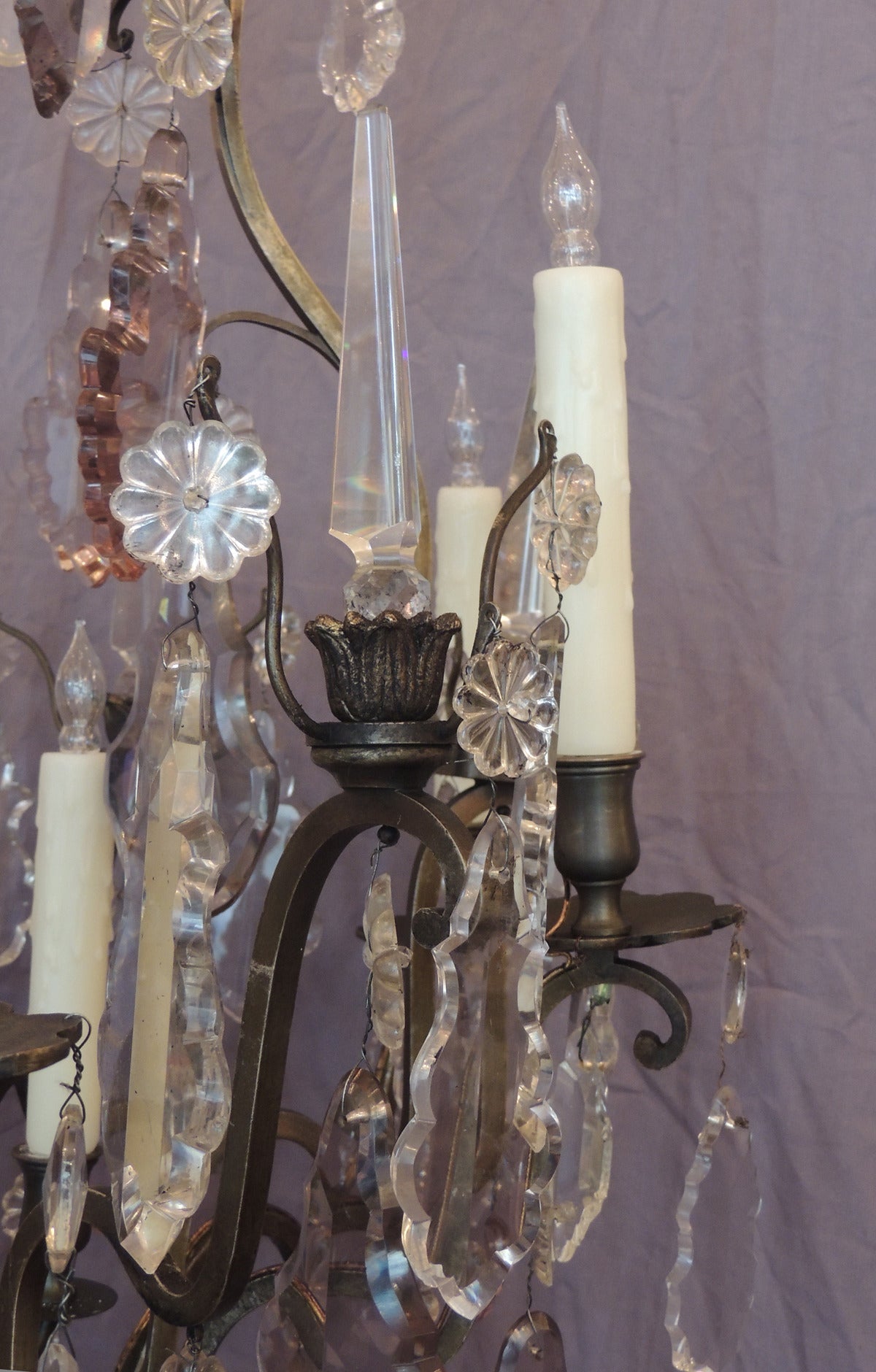 Late 19th C French Crystal and Bronze Chandelier, signed Vian Henri 1