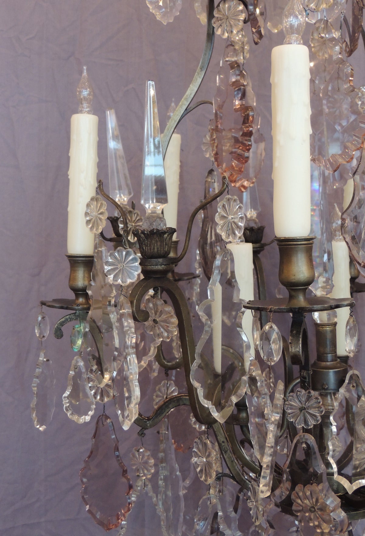 Late 19th Century Late 19th C French Crystal and Bronze Chandelier, signed Vian Henri