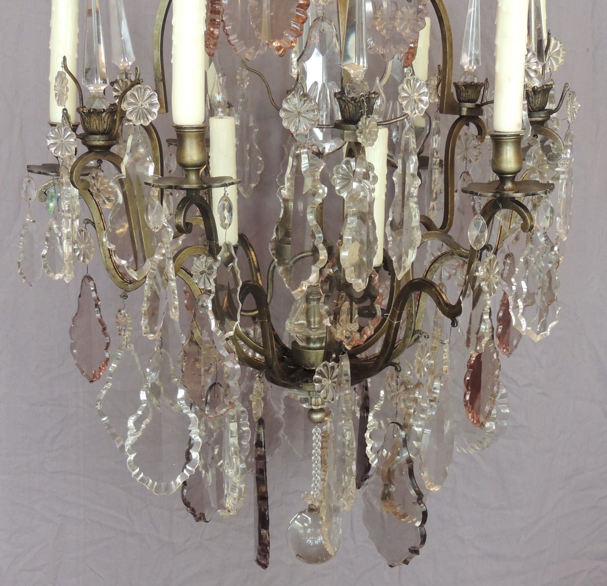 Late 19th C French Crystal and Bronze Chandelier, signed Vian Henri 3