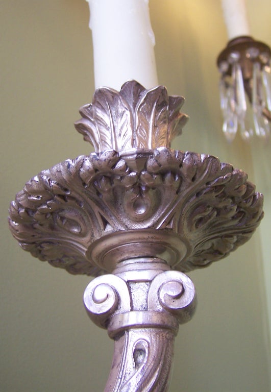 19th Century Four 19th C American Baroque-Style Silver Plate Repousse Sconces For Sale