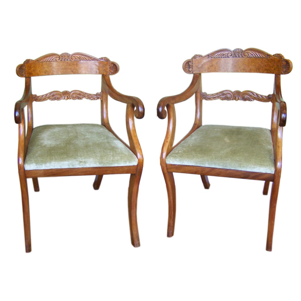 Early 19th C Pair of Regency Armchairs, signed S Jamar