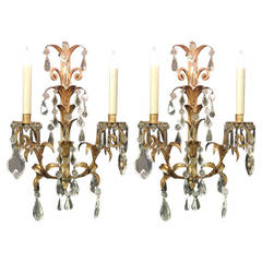 Pair of Palm Sconces Attributed to Maison Jansen