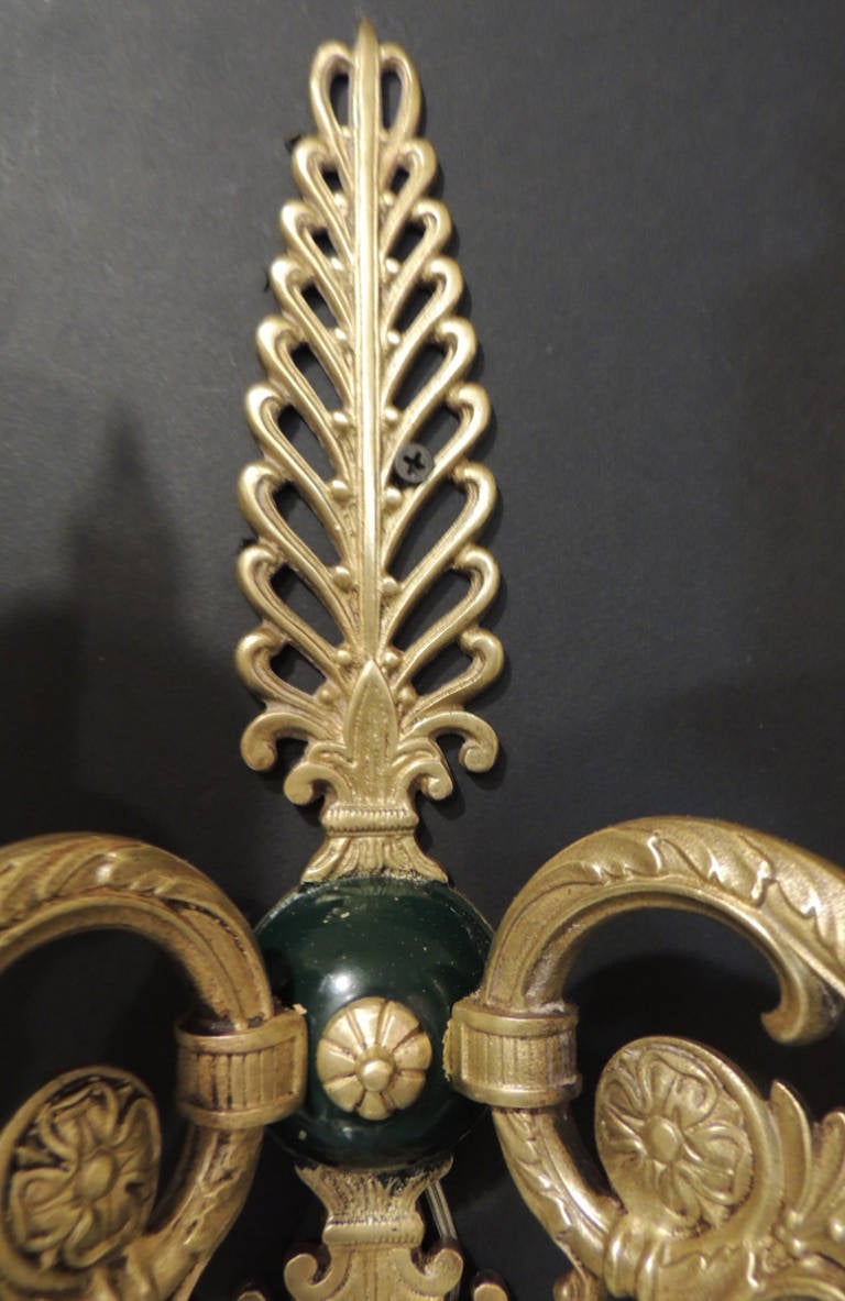 Empire Revival Pair of Late 19th C French Bronze Empire Sconces For Sale