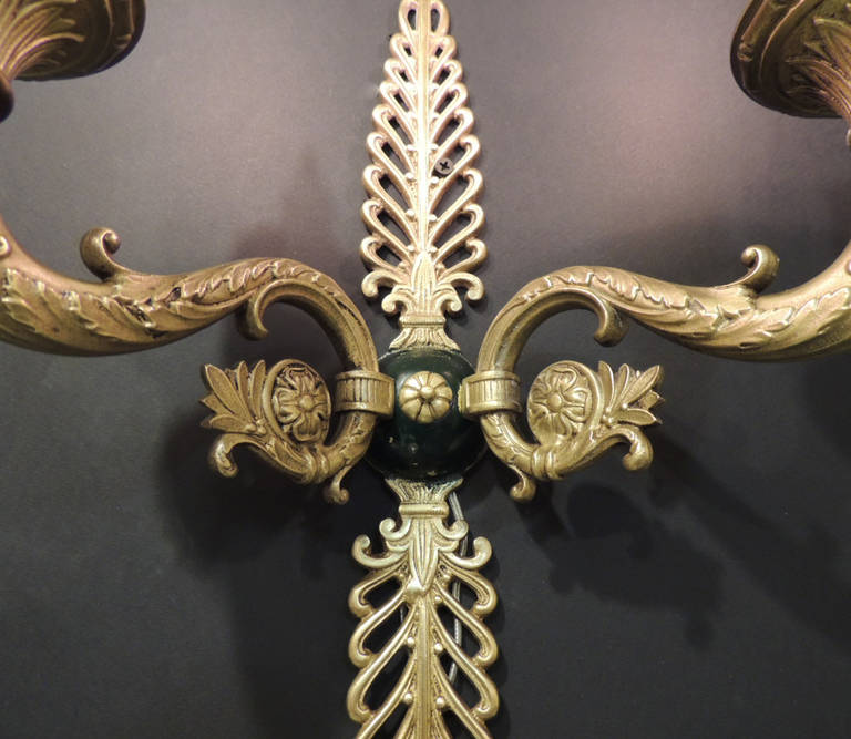 Pair of Late 19th C French Bronze Empire Sconces In Good Condition For Sale In Charleston, SC