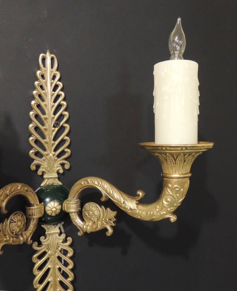 19th Century Pair of Late 19th C French Bronze Empire Sconces For Sale