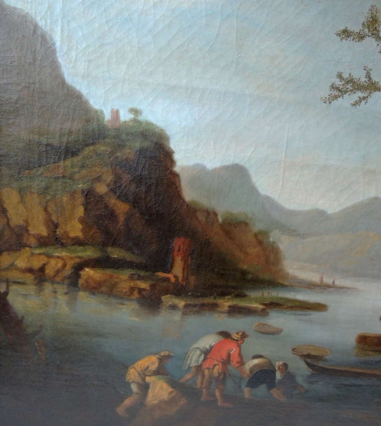 Late 18th C Oil on Canvas Italian Coastal Scene 1