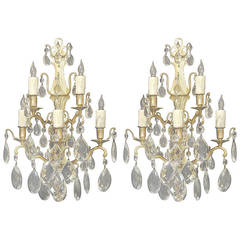 Pair of 19th C Baccarat-Quality French Crystal Sconces 1