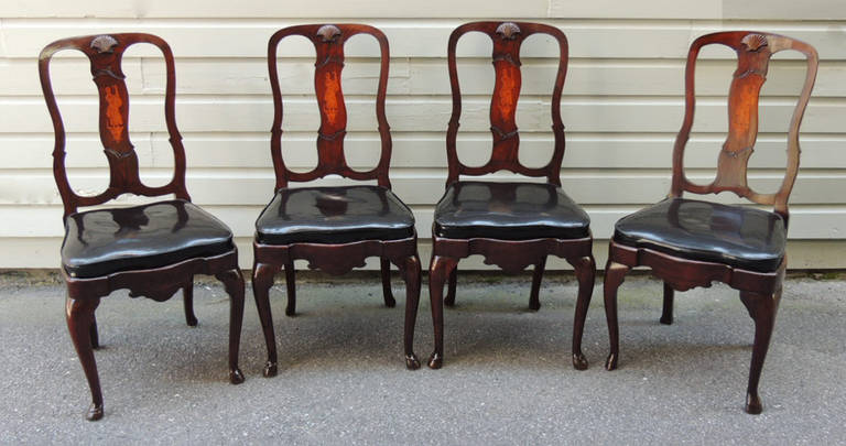 Dutch Set of Four 18th Century Queen Anne Style Side Chairs