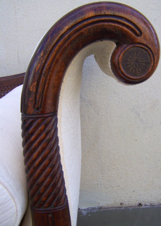 West Indies Cane Mahogany and Rosewood Brass Inlay Recamier 3