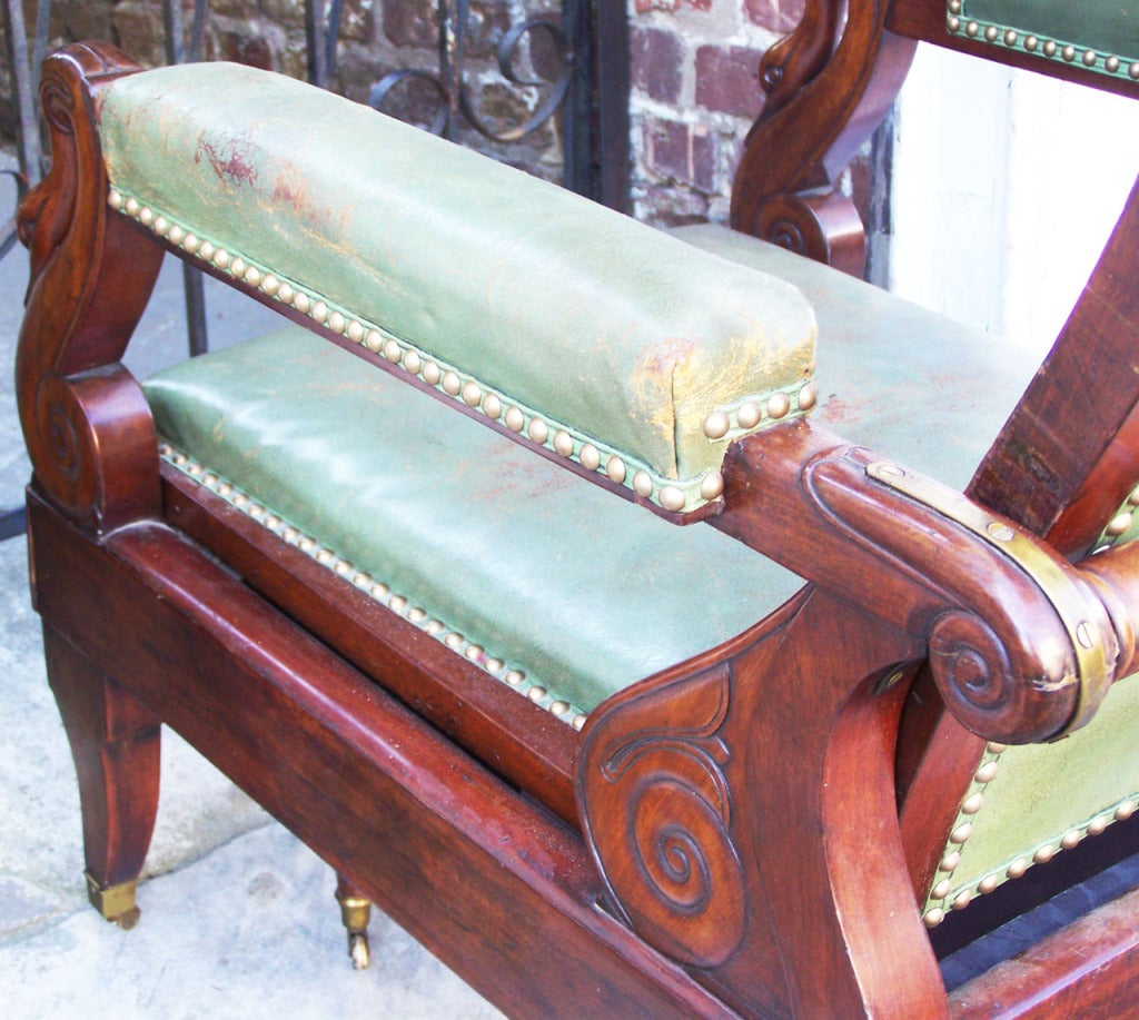 Mahogany 1840s Metamorphic English Campaign Officer's Chair/Bed