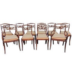 Early 19th C. Set of Ten English Regency Dining Room Chairs attributed to John Gee