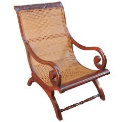 chaise Campeche Régence et Canne des Antilles du 19ème siècle