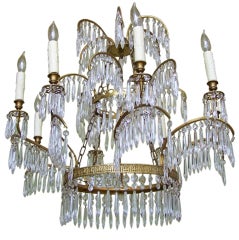 Magnificent Crystal and Brass Baltic Chandelier