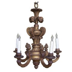 Early 20th C Italian Giltwood Chandelier with Flames and Plume 6