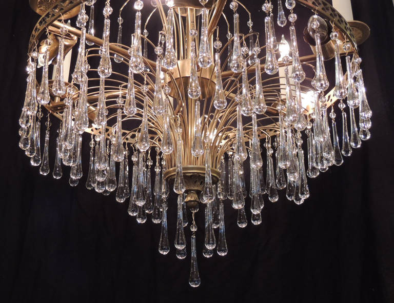Mid 20th C Swedish Crystal and Brass Chandelier 5