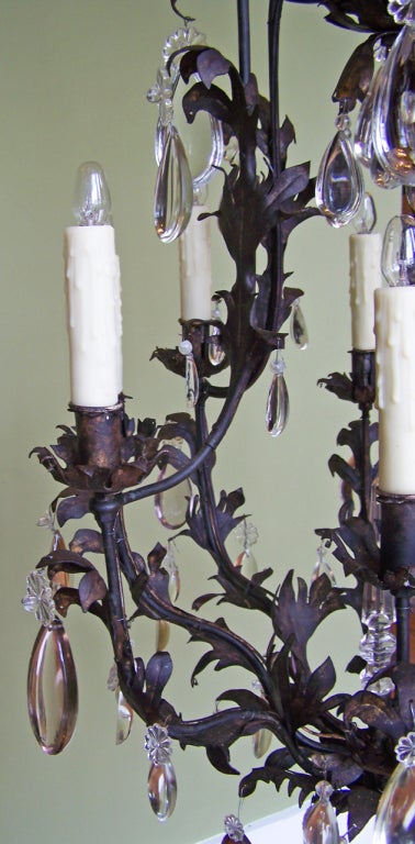 Louis XVI 19th C French Iron and Tole Birdcage Chandelier For Sale