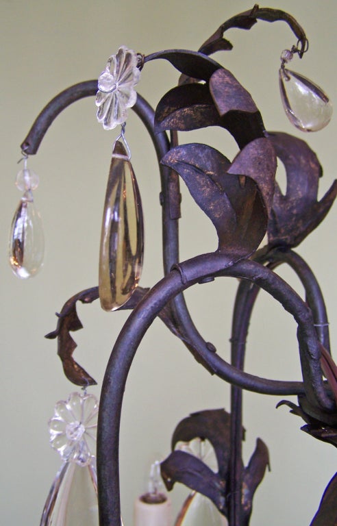 19th C French Iron and Tole Birdcage Chandelier In Good Condition For Sale In Charleston, SC