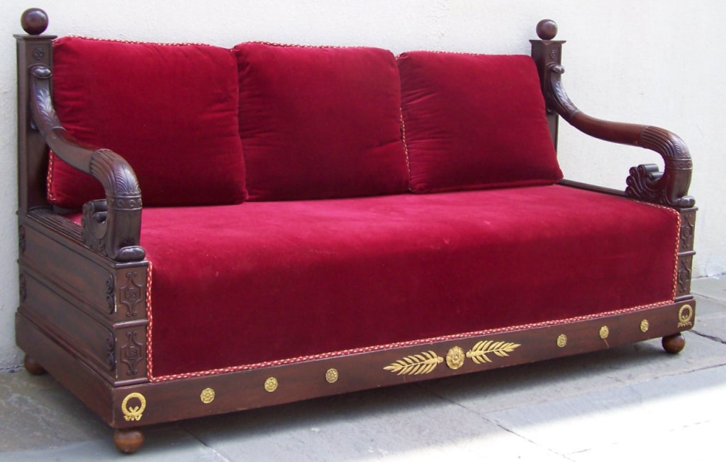 Early 19th C Italian Empire Mahogany Day Bed  or Bench In Excellent Condition In Charleston, SC