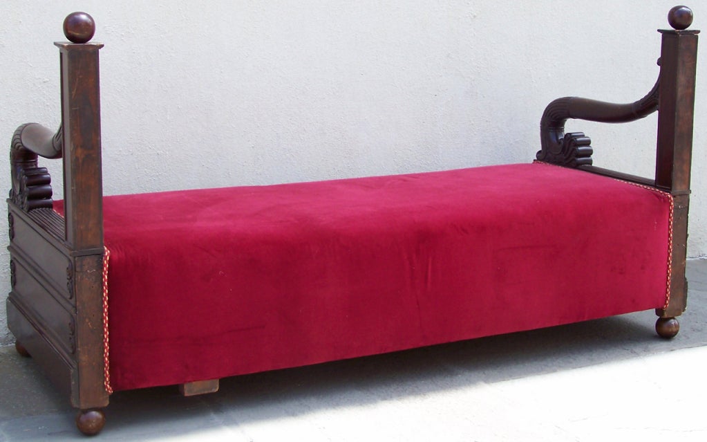 Early 19th C Italian Empire Mahogany Day Bed  or Bench 5