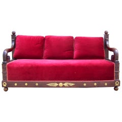 Antique Early 19th C Italian Empire Mahogany Day Bed  or Bench