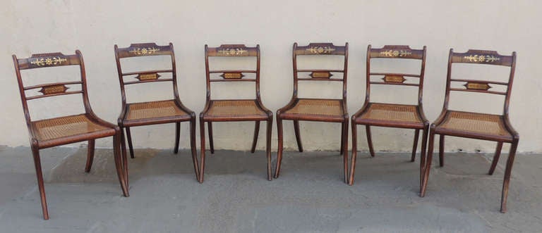 Set of Six English Regency Rosewood Dining Chairs In Good Condition In Charleston, SC