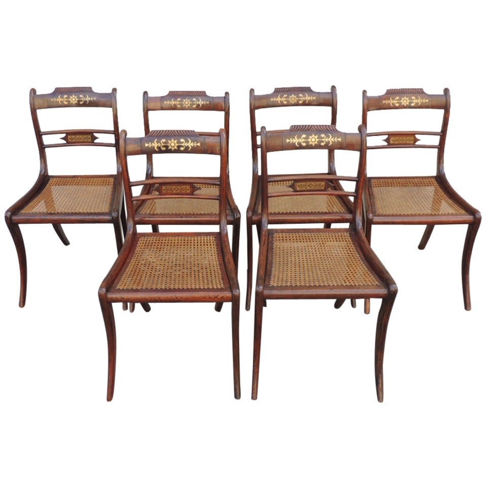 Set of Six English Regency Rosewood Dining Chairs