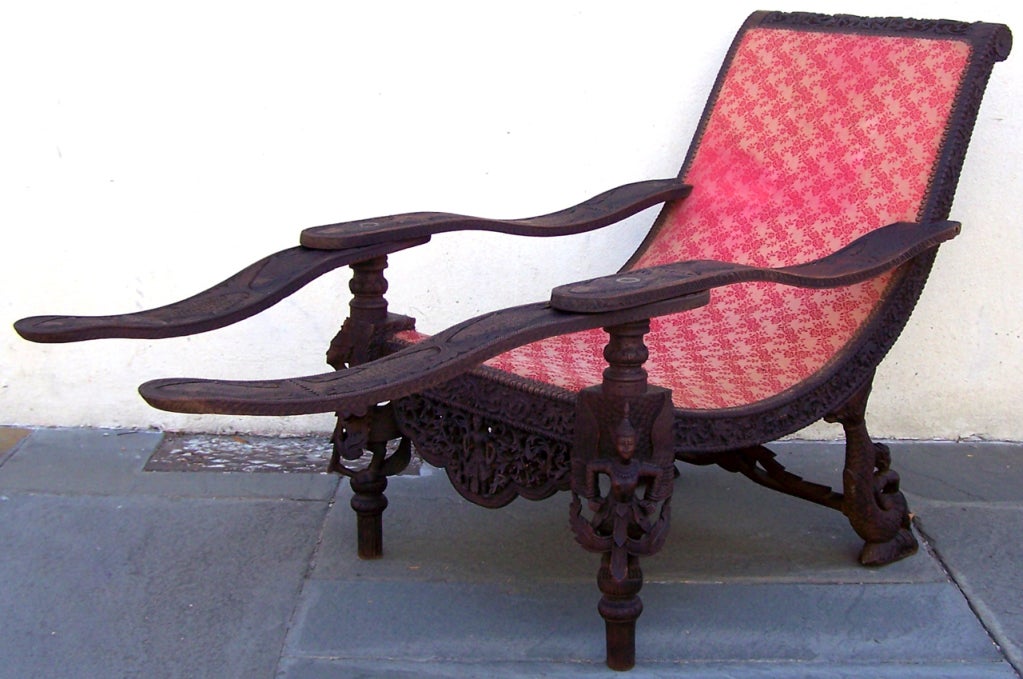19th C East Indies Carved Planters Chair 1