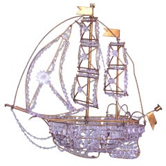 Italian Crystal Tole Ship Chandelier