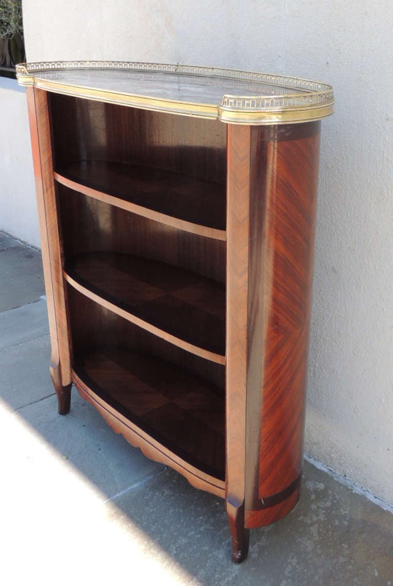 Bronze 20th C French Marble-Top Bookcase