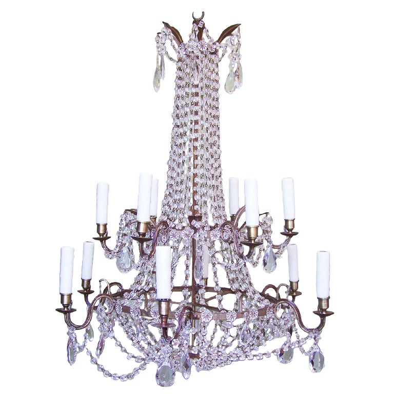 Late 18th C Italian Empire Double Pricket Chandelier For Sale