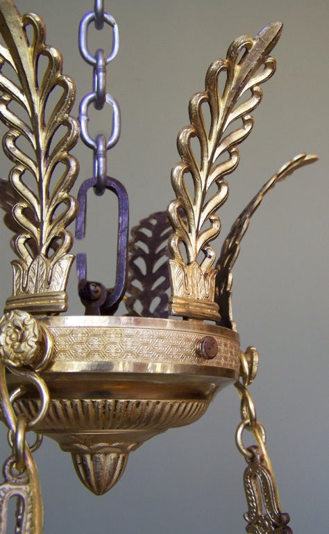 French Empire D'Ore Bronze Swan Neck Chandelier