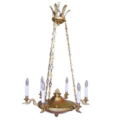 French Empire D'Ore Bronze Swan Neck Chandelier