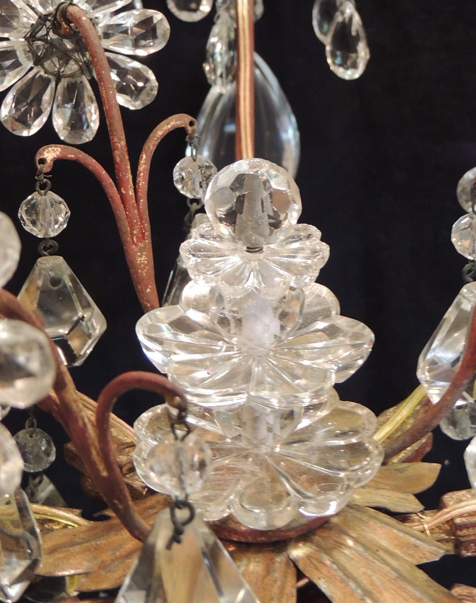 Französischer Kronleuchter aus Eisen, Zinn und Kristall des frühen 20. Jahrhunderts, Bagues zugeschrieben im Angebot 1