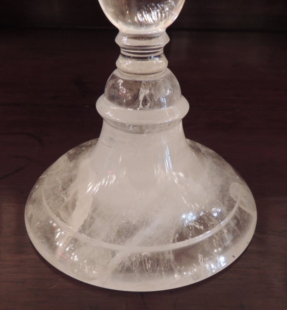 20th Century Rock Crystal Candlesticks In Good Condition In Charleston, SC