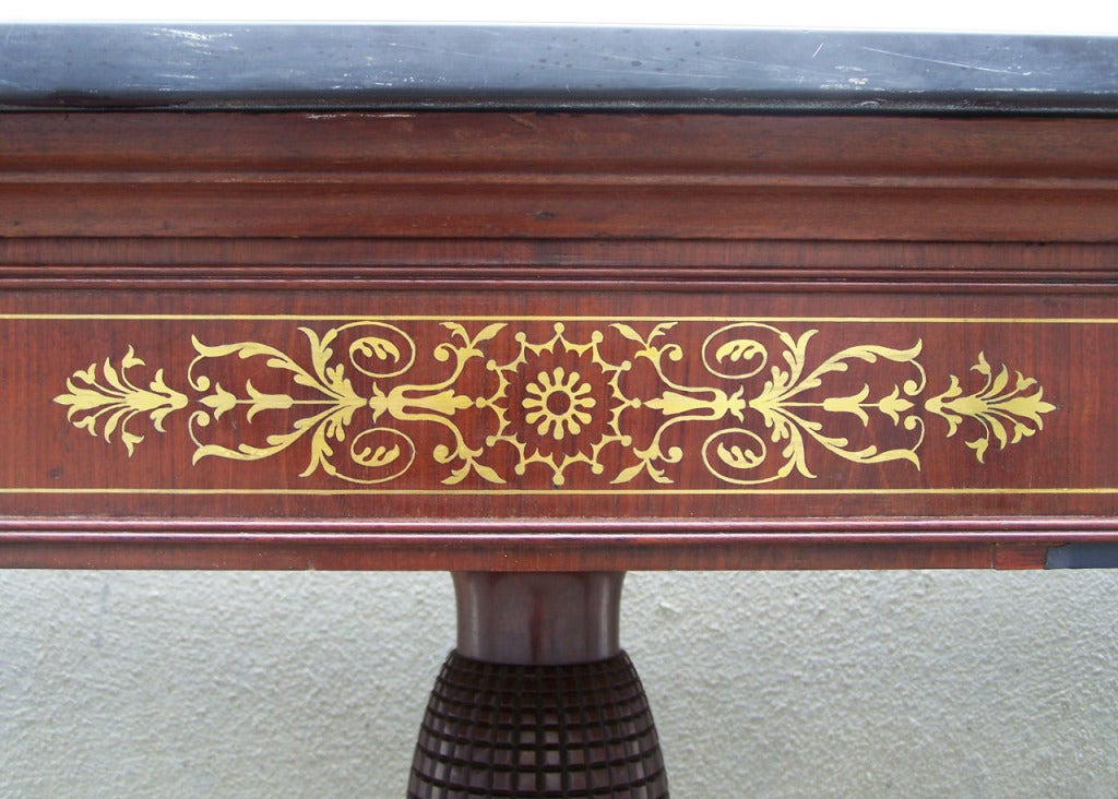 Early 19th Century 19th C French Régence Mahogany Marble Top Console with Paws