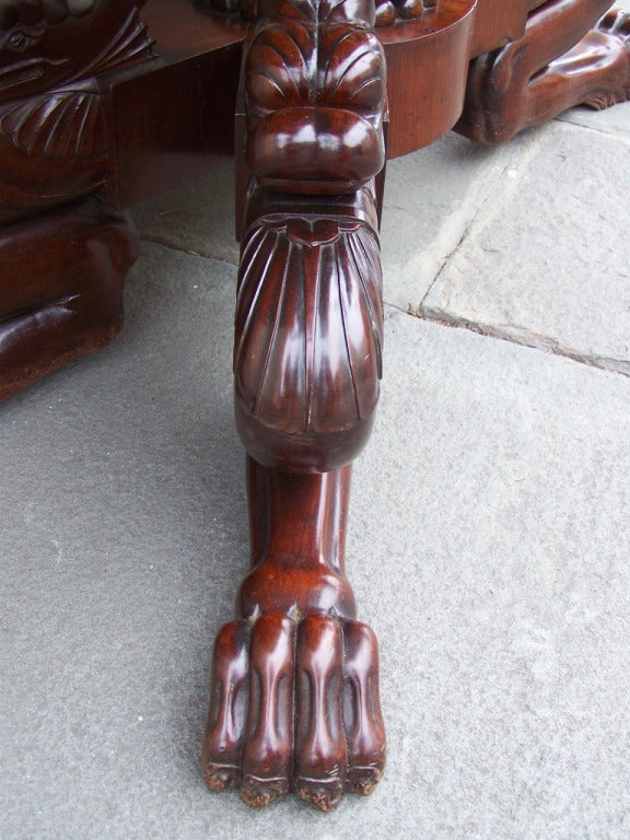 19th C French Régence Mahogany Marble Top Console with Paws 3