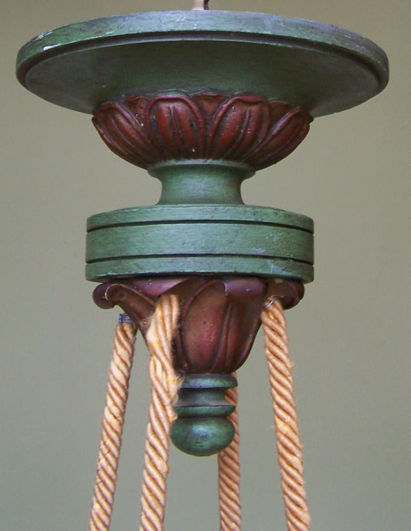 Early 20th Century Italian Empire Style Painted Wooden Chandelier 3