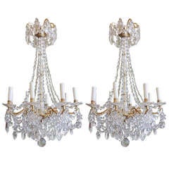 Pair of 19th C French Baccarat-Quality Crystal Chandeliers