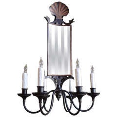 20th Century French Tole and Glass Three Sided Chandelier
