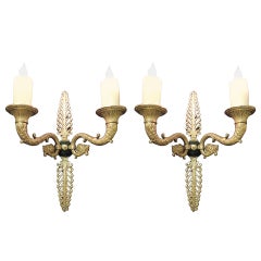 Pair of Late 19th C French Bronze Empire Sconces