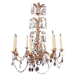 Vintage  20th C French Grand Bagues Tole and Crystal Chandelier