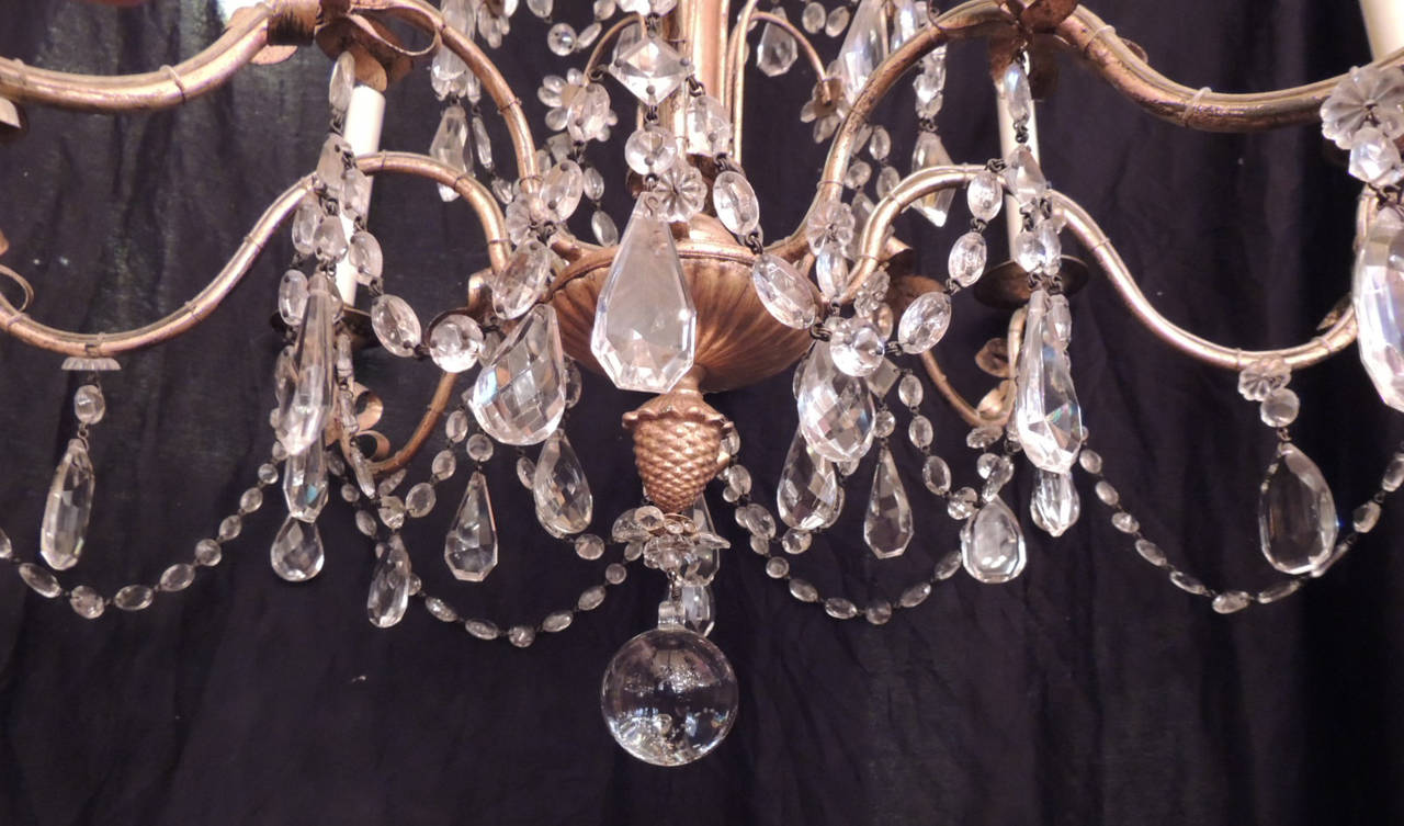 Baltic  20th C French Grand Bagues Tole and Crystal Chandelier