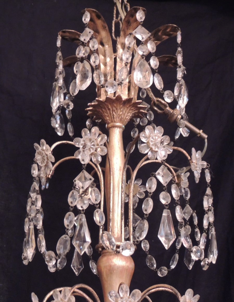  20th C French Grand Bagues Tole and Crystal Chandelier In Excellent Condition In Charleston, SC