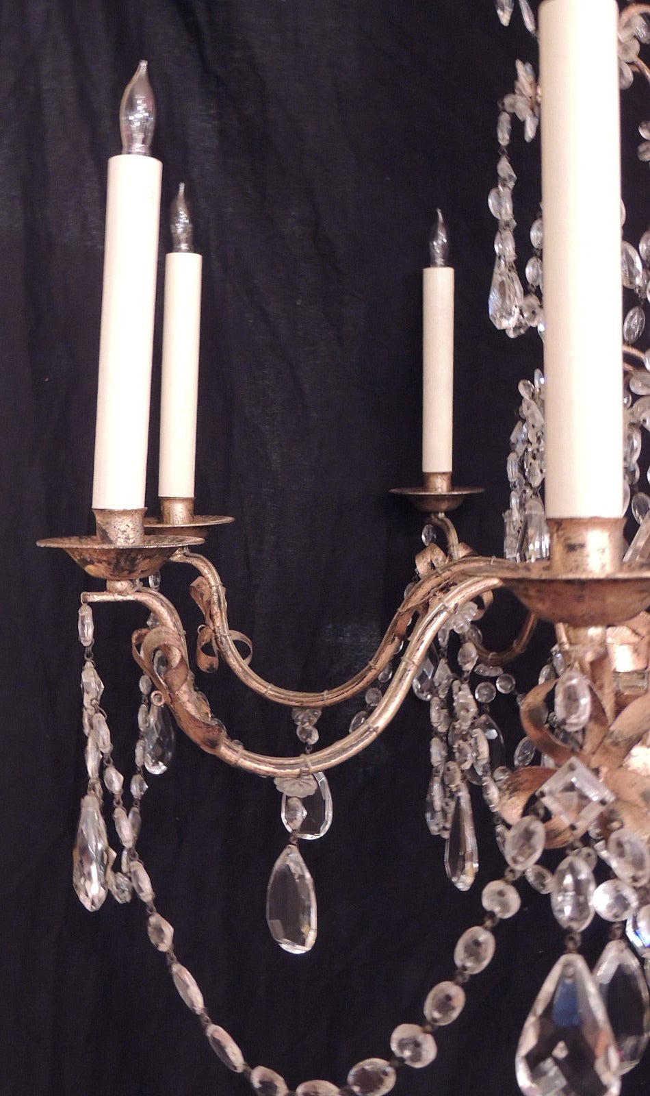 Mid-20th Century  20th C French Grand Bagues Tole and Crystal Chandelier