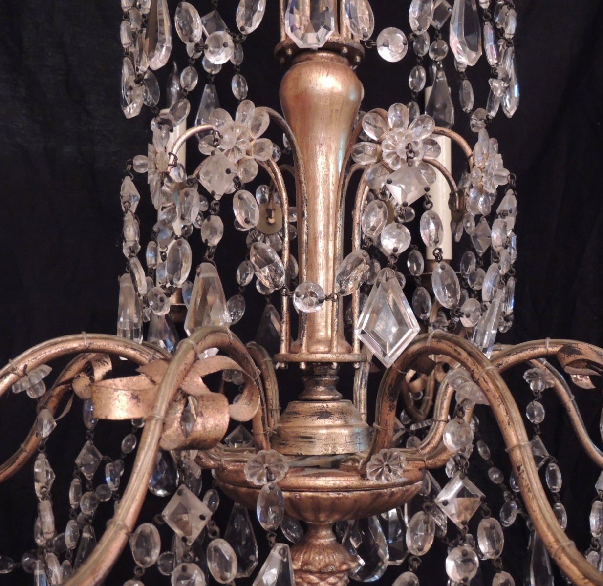  20th C French Grand Bagues Tole and Crystal Chandelier 4
