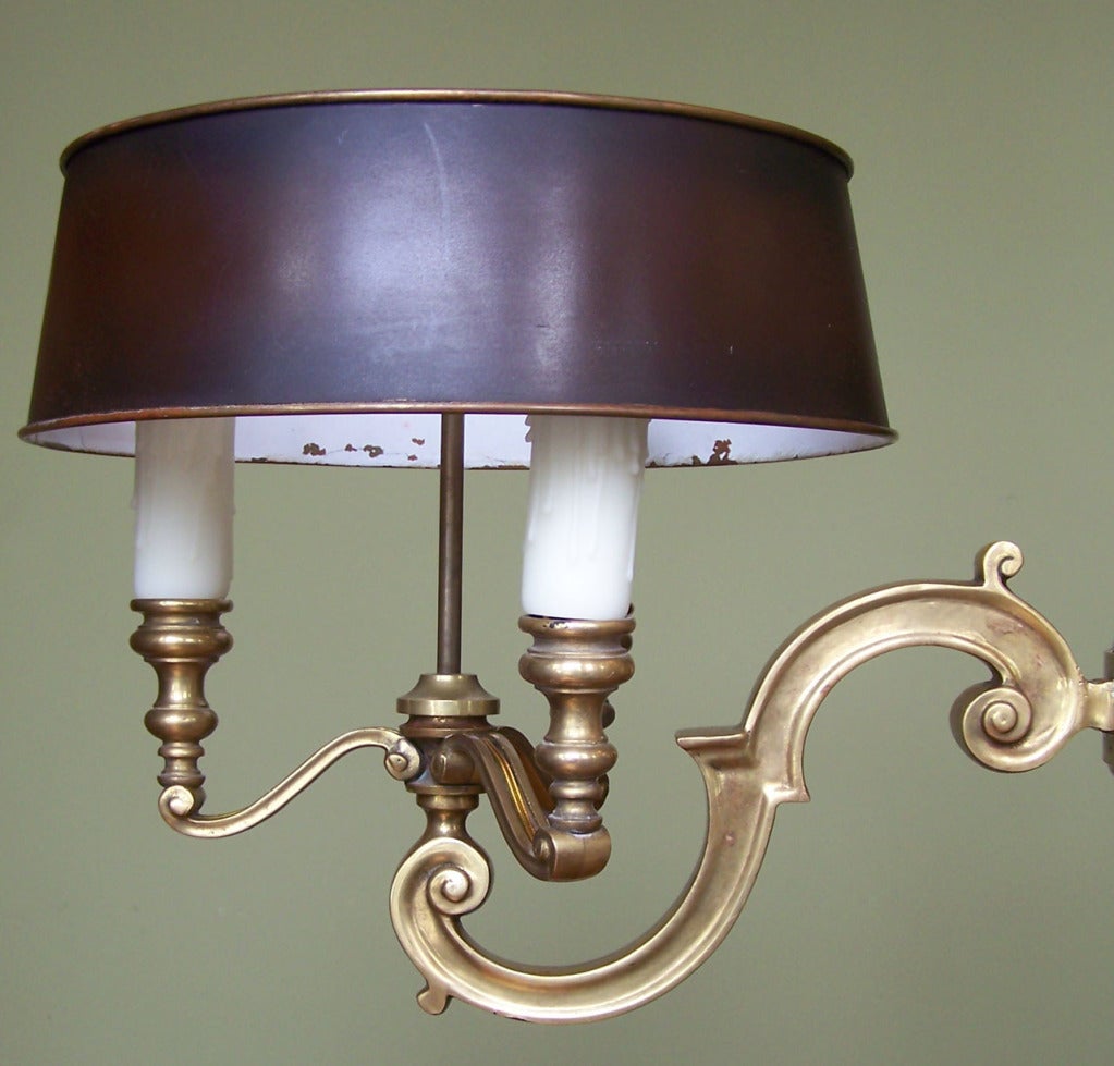 19th Century French Double Bouillotte Brass Chandelier