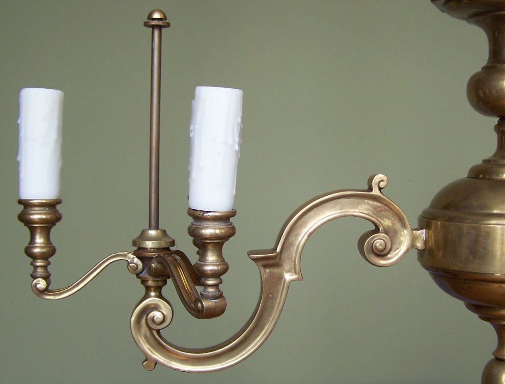 French Double Bouillotte Brass Chandelier 1
